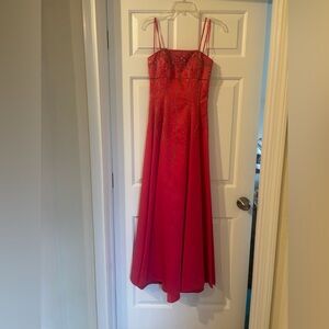 Cache Hot Pink Beaded Spaghetti Strap Dress